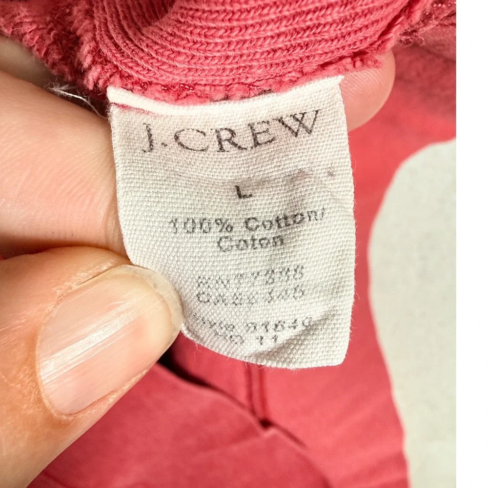 J.Crew Vintage Fleece Crewneck Sweatshirt V-Stitch Men's L Faded Red Coral